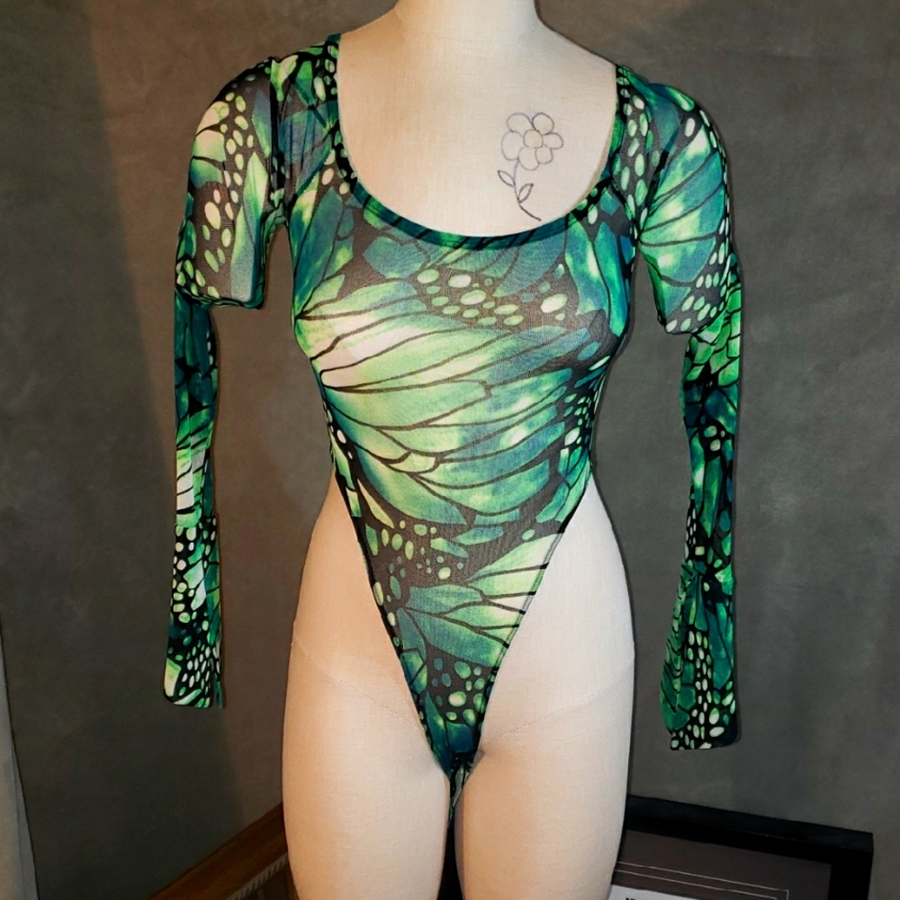Curve Kimcine Green Patterned Women's Very Tight Outfit Size Small